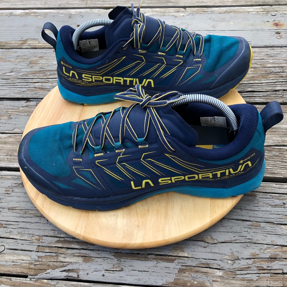 La Sportiva Jackal GTX Trail Running Shoes Men 11 GoreTex Blue Yellow Waterproof